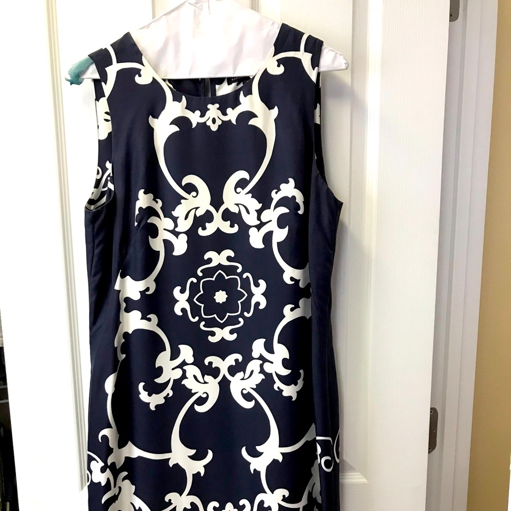 Navy and Cream Silk Sheath